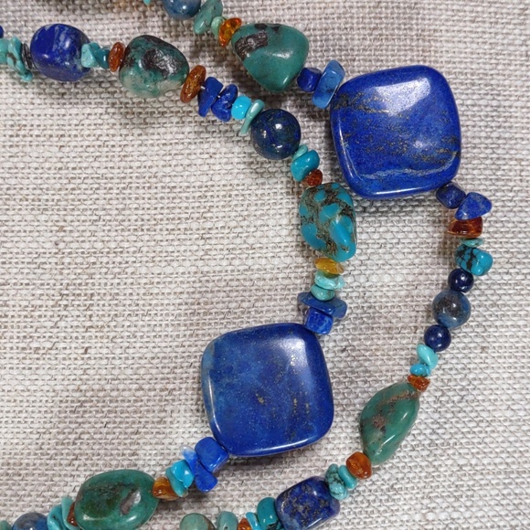 Artisan Crafted Lapis/Turquoise Necklace - Picture 3 of 5